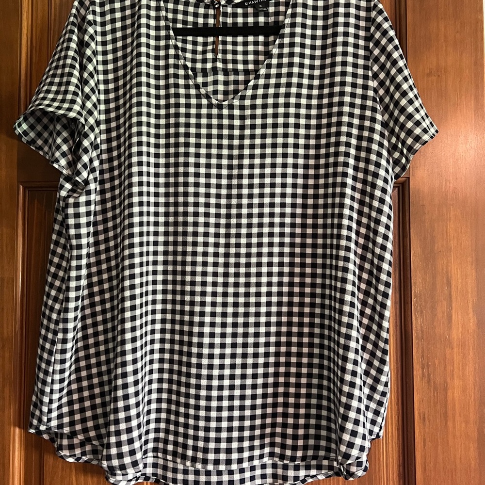 41 Hawthorn White and Blue  Relaxed Boxy Blouse